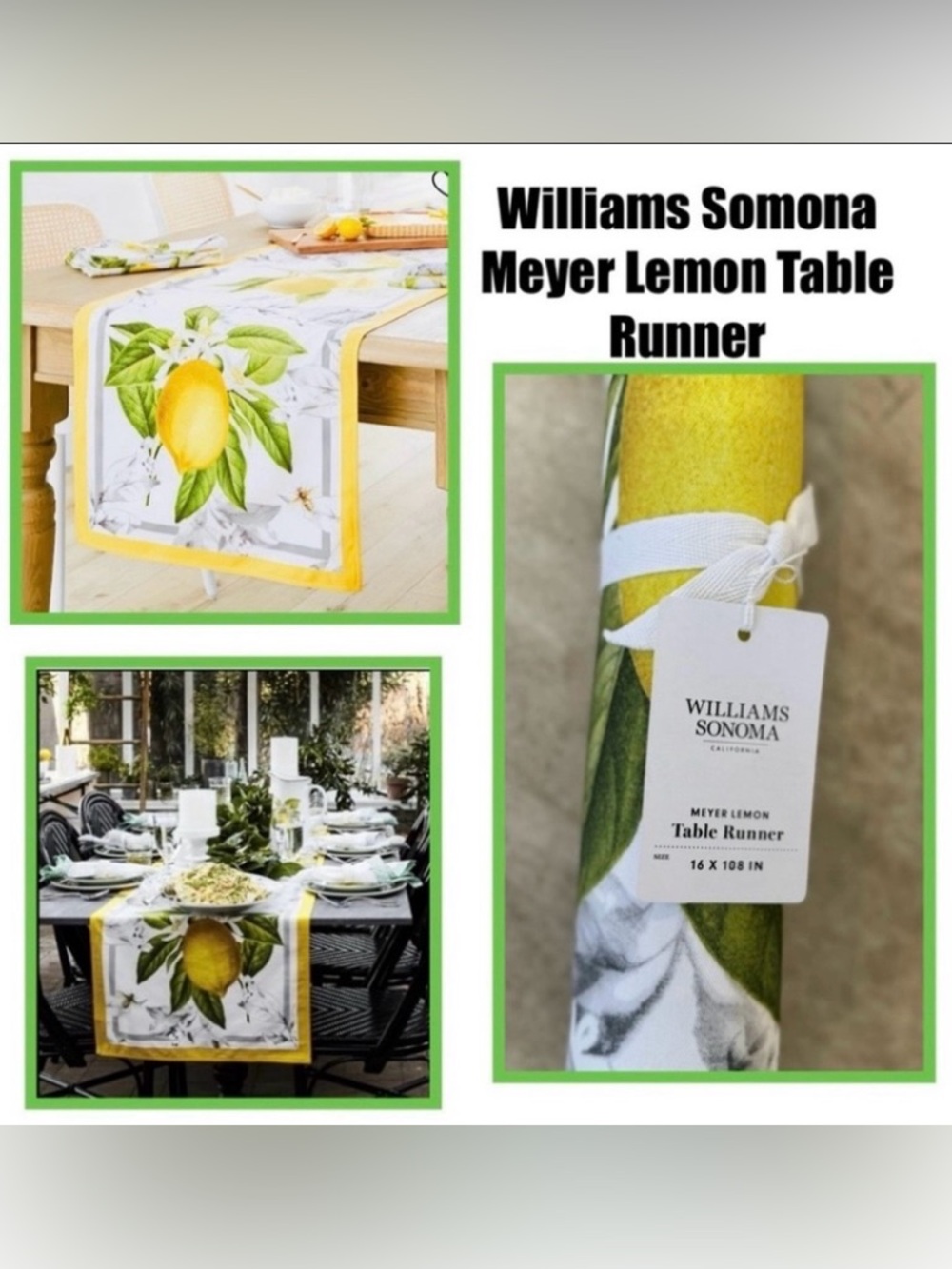 William Sonoma Meyer Lemon Table Runner